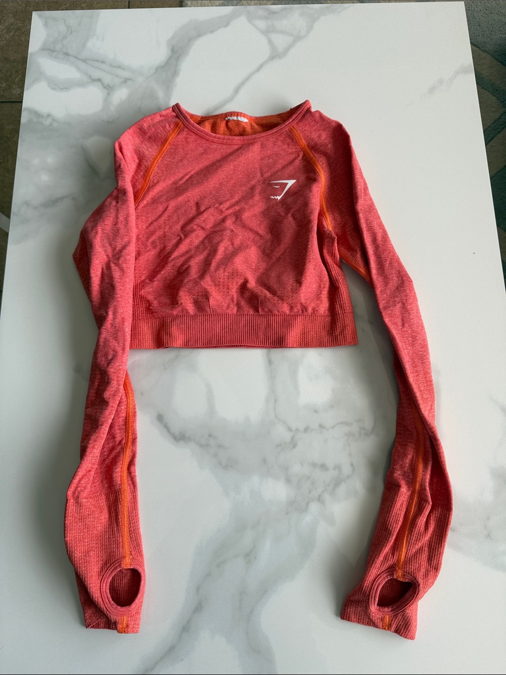 Gymshark Coral Pink Seamless Long-Sleeve Crop Top